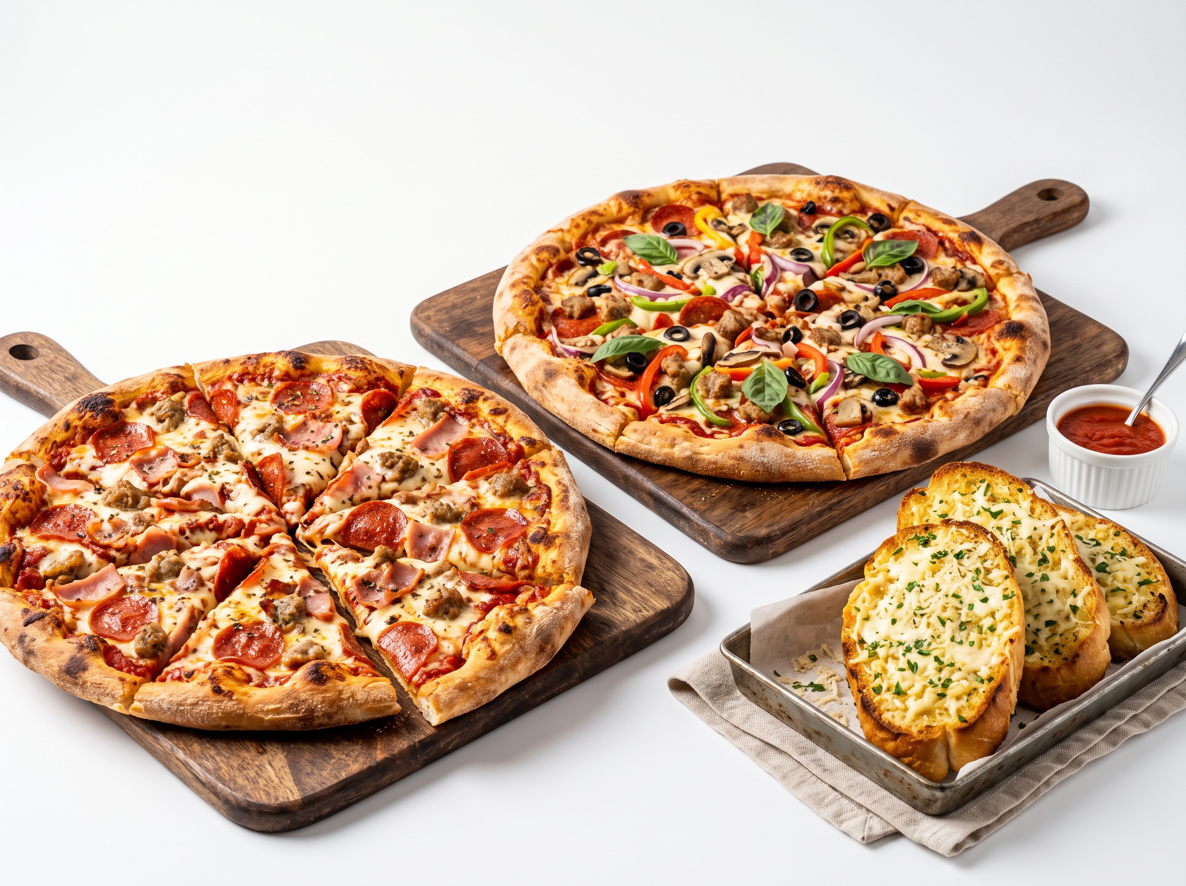 Deal 1 - 2 Large Pizzas + Garlic Bread