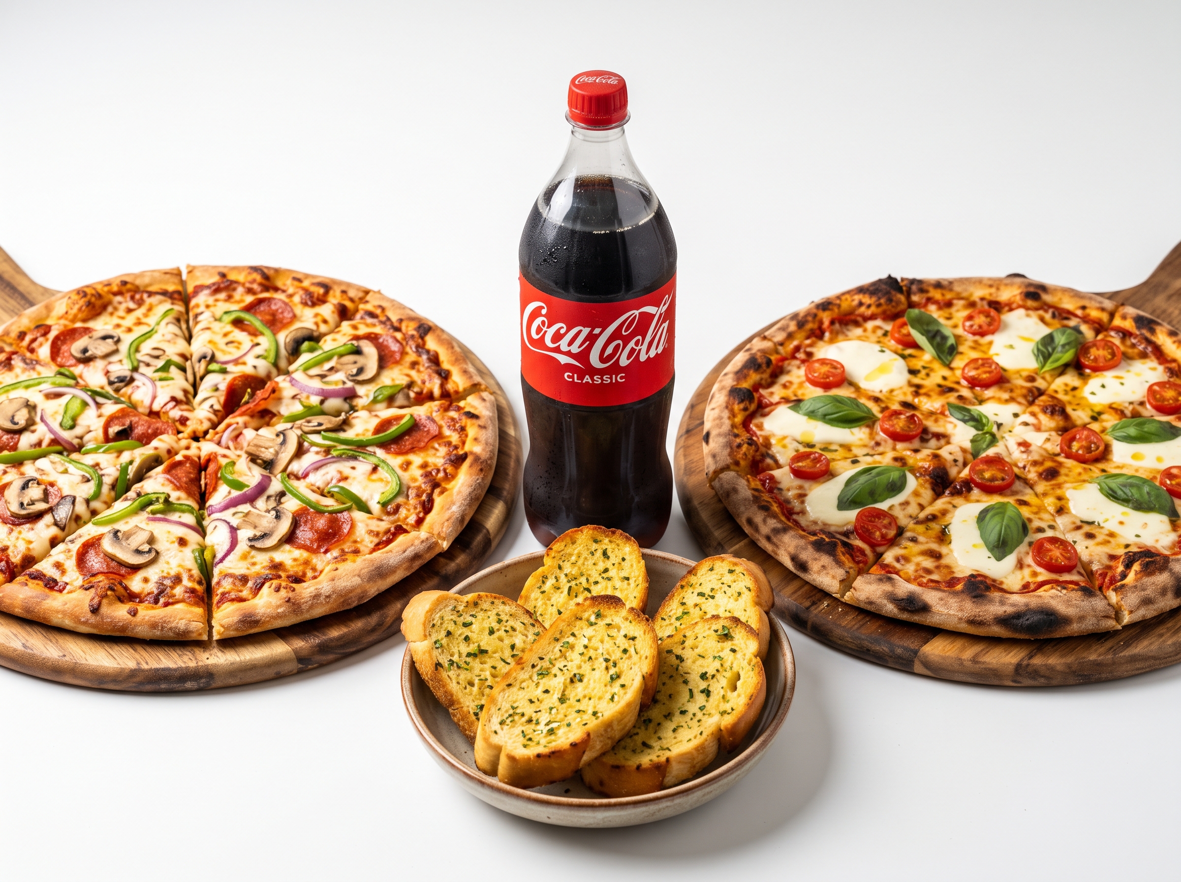 Deal 2 - 2 Large Pizzas + Drink + Garlic Bread